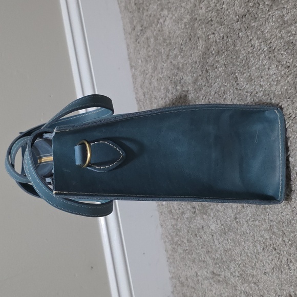 Portland Leather Goods PLG Zip E / W East West Lola Aqua Blue Brushed Leather - Picture 10 of 15